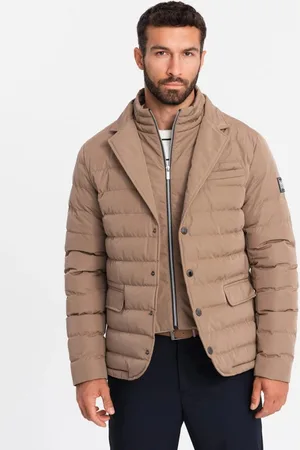 Ombre Clothing Módní béžová prošívaná bunda V5 JALP-0188