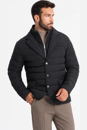 Ombre Clothing Módní černá prošívaná bunda V3 JALP-0188
