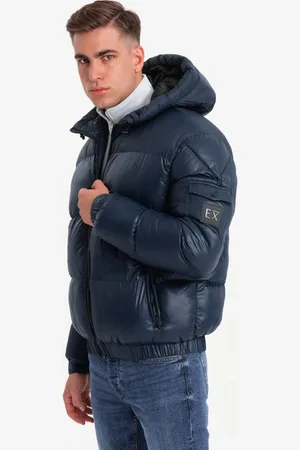 Ombre Clothing Nadčasová prošívaná lesklá tmavě modrá bunda V2 JAHP-0207