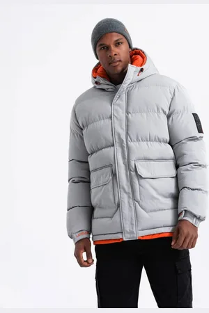 Ombre Clothing Sportovní šedá prošívaná zimní bunda V3 JAHP-0208