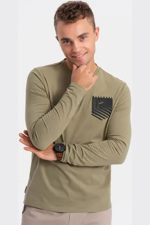 Ombre Clothing Trendy olivové tričko V2 LSPT-0118
