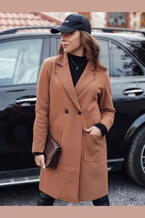 D-Street Dlouhý dámský kamelový oversize kabát Linnore