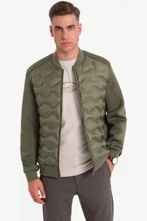 Ombre Clothing Olivová bomber trendy bunda V3 JALP-0141