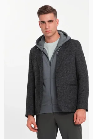 Ombre Clothing Jedinečné melírované grafitové sako V2 BLZB-0120