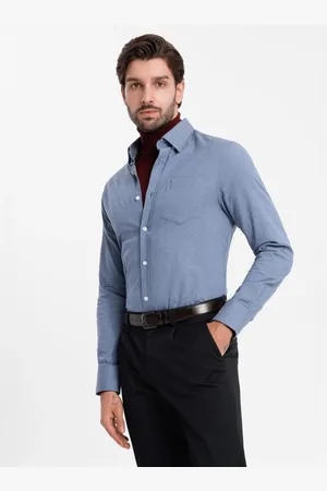 Ombre Clothing Elegantní modrá slim-fit košile V1 SHCS-0174