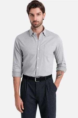 Ombre Clothing Elegantní šedá slim-fit košile V2 SHCS-0174