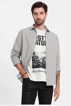 Ombre Clothing Ležérní šedá košile s kapsou V1 SHCS-0148