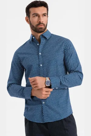 Ombre Clothing Jedinečná granátová košile s trendy vzorem V1 SHCS-0140