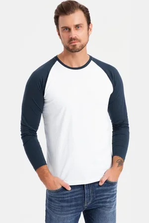 Ombre Clothing Trendy bílo-tmavě modré pánské tričko V1 LSCL-0105