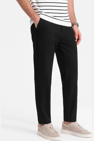 Ombre Clothing Pánské černé chinos kalhoty s elastickým pasem V3 PACP-0158