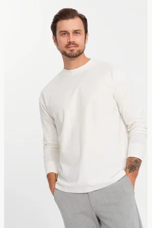 Ombre Clothing Moderní krémové pánské tričko V2 LSBC-0129