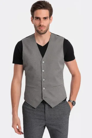 Ombre Clothing Jedinečná šedá elegantní vesta V2 BLZV-0111