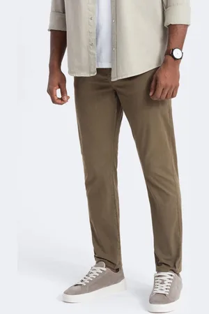 Ombre Clothing Jedinečné olivové pánské kalhoty V3 PACP-0151