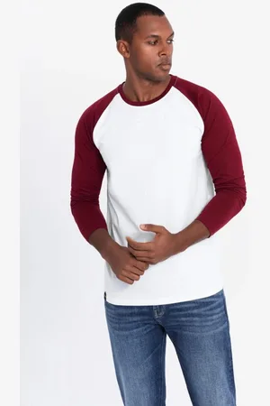 Ombre Clothing Trendy bílo-bordó pánské tričko V2 LSCL-0105