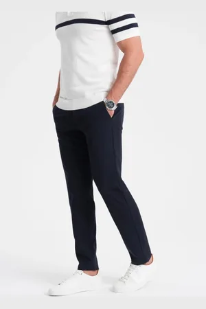 Ombre Clothing Elegantní granátové chinos kalhoty klasického střihu V3 PACP-0191