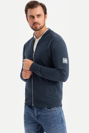 Ombre Clothing Zajímavá tmavě modrá bomber mikina V4 SSZP-0215