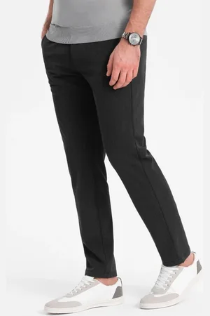 Ombre Clothing Elegantní grafitové chinos kalhoty klasického střihu V2 PACP-0191