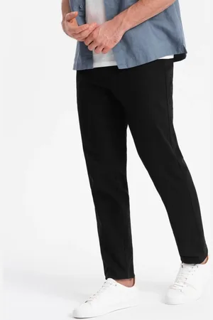 Ombre Clothing Pánské černé chinos kalhoty slim fit V4 PACP-0186