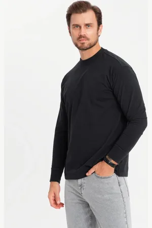 Ombre Clothing Moderní černé pánské tričko V1 LSBC-0129