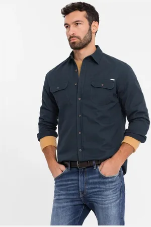 Ombre Clothing Ležérní granátová košile s kapsami na knoflíky V3 SHCS-0146