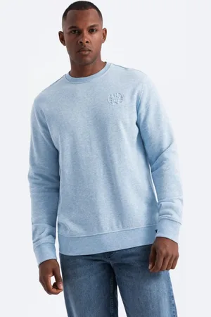 Ombre Clothing Světle modrá pánská mikina s logem V3 SSNZ-0163