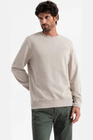 Ombre Clothing Béžová pánská mikina s logem V2 SSNZ-0163