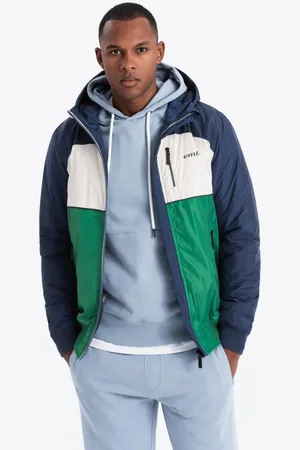 Ombre Clothing Pohodlná zeleno-modrá přechodná sportovní bunda V20 JANP-0194