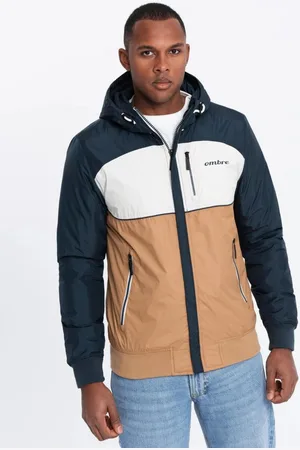 Ombre Clothing Pohodlná hnědo-modrá přechodná sportovní bunda V1 JANP-0194