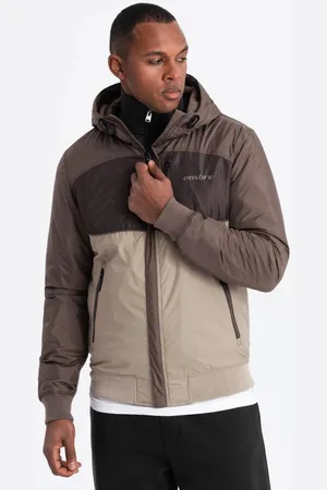 Ombre Clothing Pohodlná béžovo-hnědá přechodná sportovní bunda V19 JANP-0194
