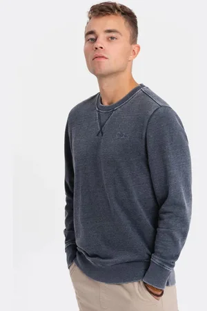 Ombre Clothing Tmavě modrá mikina s ozdobným prošíváním V4 SSDS-0131