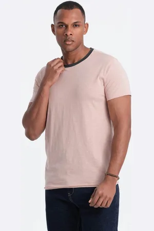 Ombre Clothing Trendy růžové tričko bez potisku V5 TSCT-22SS-004