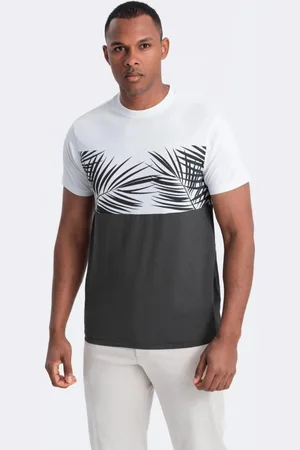 Ombre Clothing Grafitové tričko s letním potiskem V2 TSPT-0177