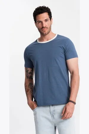 Ombre Clothing Trendy tmavě modré tričko bez potisku V3 TSCT-22SS-004
