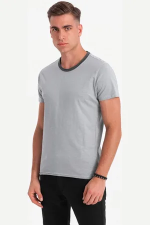 Ombre Clothing Trendy šedé tričko bez potisku V1 TSCT-22SS-004