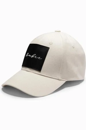 Ombre Clothing Pánská krémová kšiltovka s velkou nášivkou V4 ACCS-0101