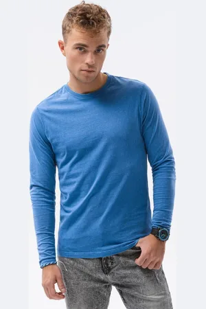 Ombre Clothing Tmavě-modré stylové tričko s dlouhým rukávem L131