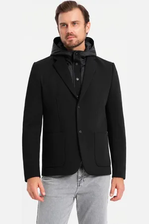 Ombre Clothing Neobyčejné černé pánské sako V2 BLZB-0133