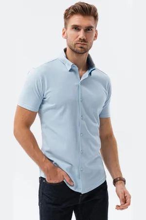 Ombre Clothing Trendy modrá košile V3 SHSS-0100