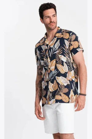 Ombre Clothing Vzorovaná černá letní košile SHPS-0113