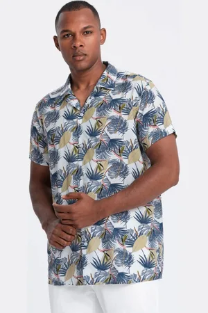 Ombre Clothing Vzorovaná bílá letní košile V7 SHPS-0113