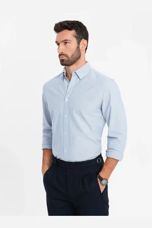 Ombre Clothing Elegantní modrá pánská košile V1 SHOS-0172