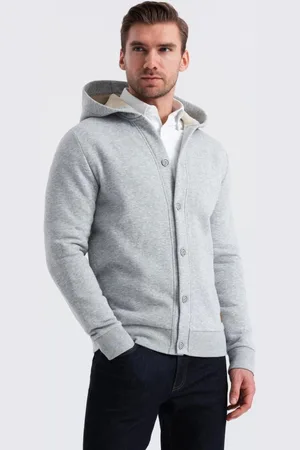 Ombre Clothing Módní šedá mikina na knoflíky V2 SSZP-0186