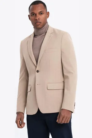 Ombre Clothing Elegantní béžové pánské sako V2 BLZB-0135