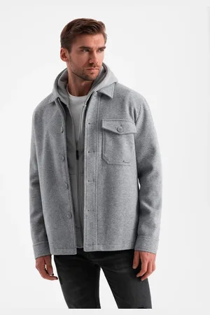 Ombre Clothing Stylová šedá bunda s viskózou V2-janp-0199