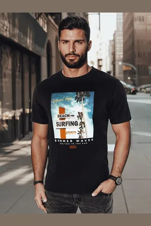 D-Street Černé tričko s letním nápisem