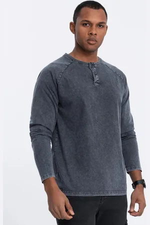 Ombre Clothing Nadčasové tmavě modré bavlněné tričko V2 LSWL-001