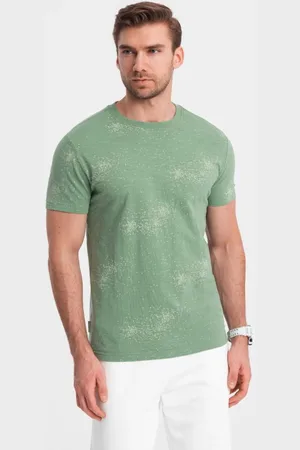 Ombre Clothing Olivové tričko s písmeny V5 TSFP-0179