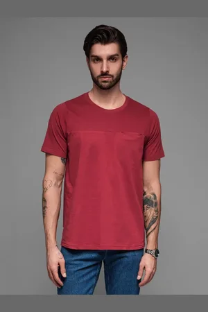 Ombre Clothing Jedinečné červené tričko s kapsou V2 TSCT-0171