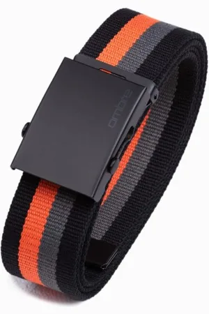 Ombre Clothing Látkový černý opasek s oranžovým kontrastem A650