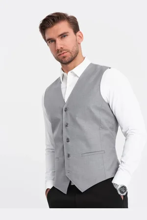 Ombre Clothing Trendy šedá elegantní vesta V3 BLZV-0112